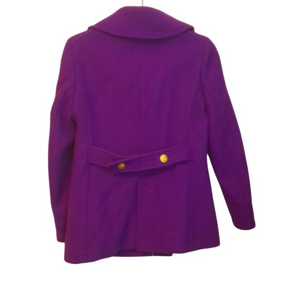 J Crew Stadium Cloth Nello Gori Double Breasted Purple Pea Coat Size 8P - Picture 4 of 6